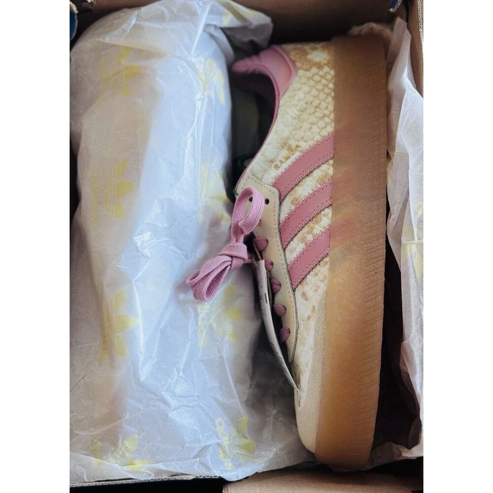 Women’s Size 9.5 adidas Sambae Snakeskin Cream White Wonder Mauve JR3803 NIB